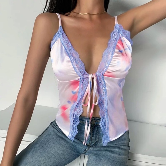 Purple lace trim tie dye cami - Picture 1 of 5